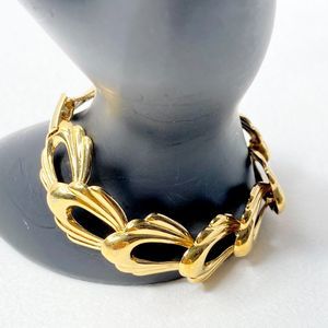 Monet Chain Bracelet Runway Piece Gold Tone Open Corrugated Links